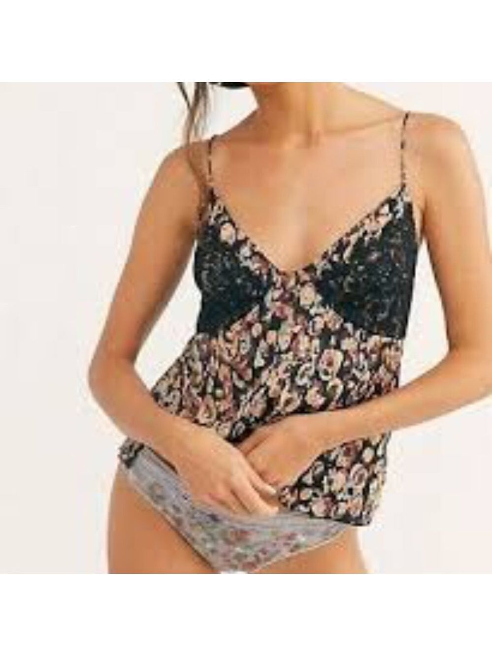 Free People Little Dreams Printed Lace Camisole